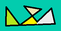 Logo bestaat uit 4 driehoeken waarin hun kleuren een gebied vertegenwoordigd.